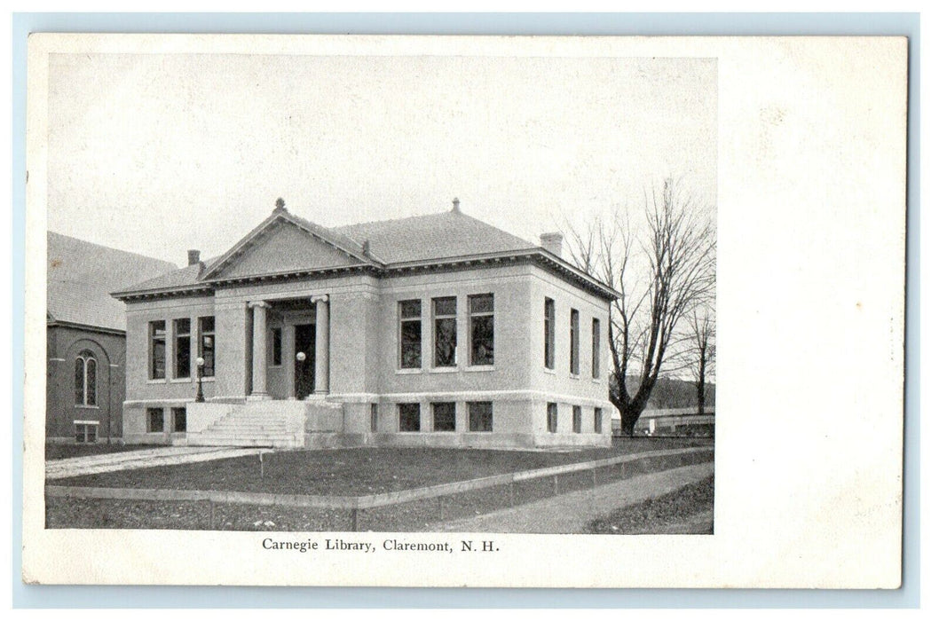 c1905 Carnegie Library Claremont New Hampshire NH Antique Postcard