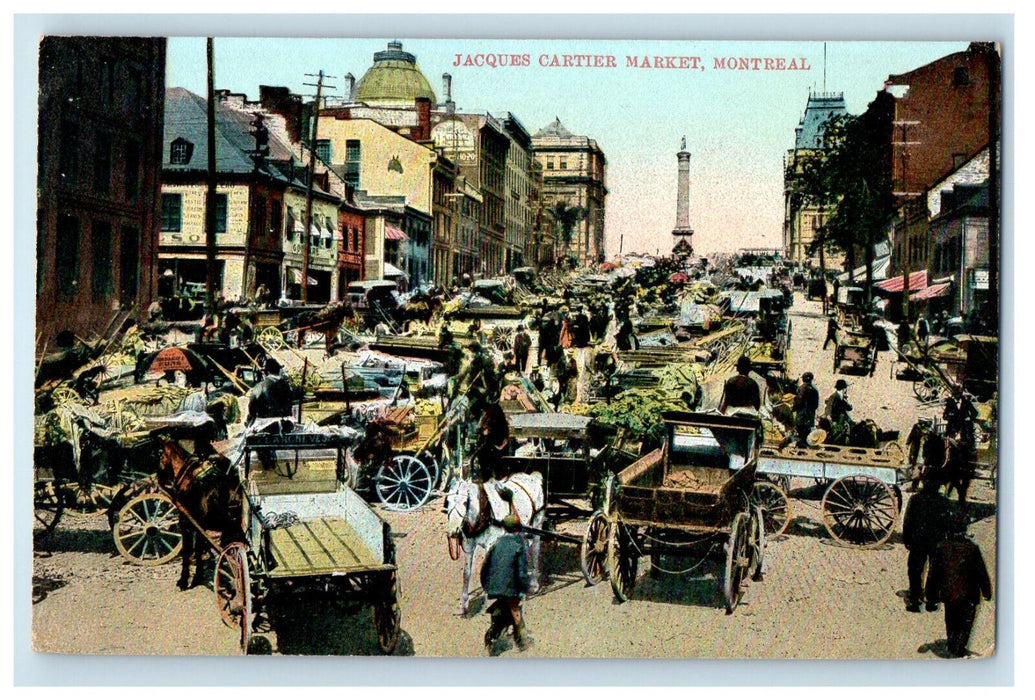 c1910 Jacques Cartier Market Montreal PQ Canada Unposted Antique Postcard