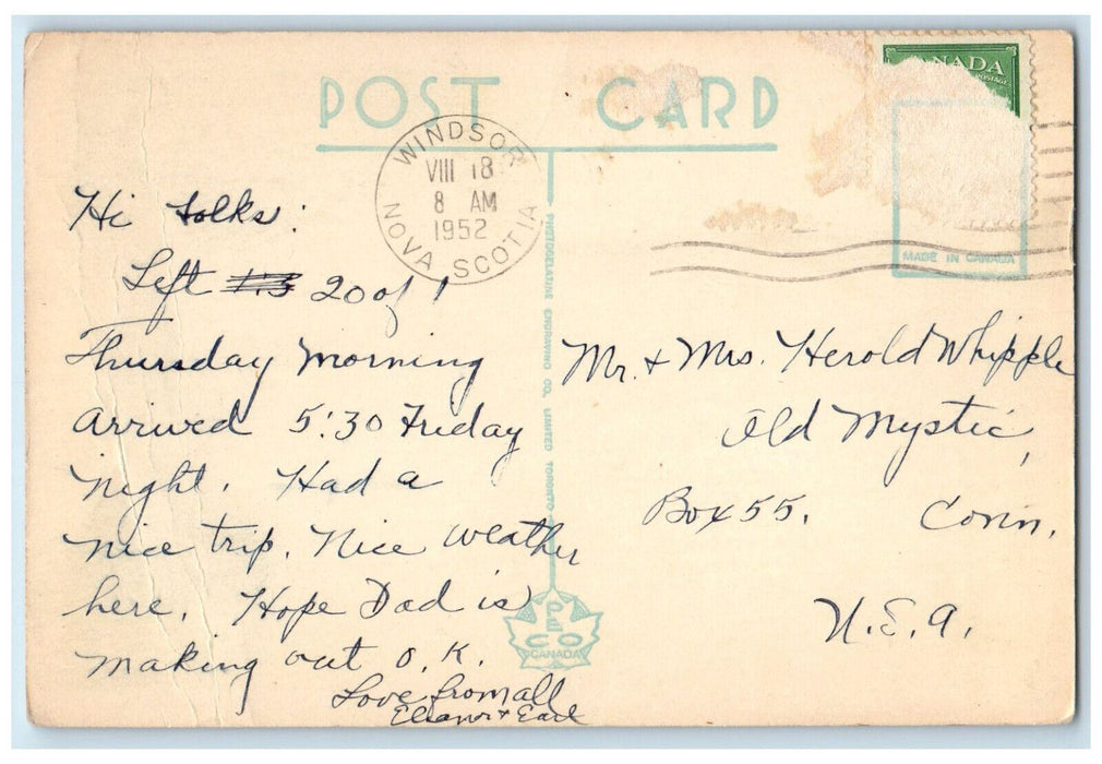 1952 St. John Presbyterian Church Windsor Nova Scotia Canada Postcard