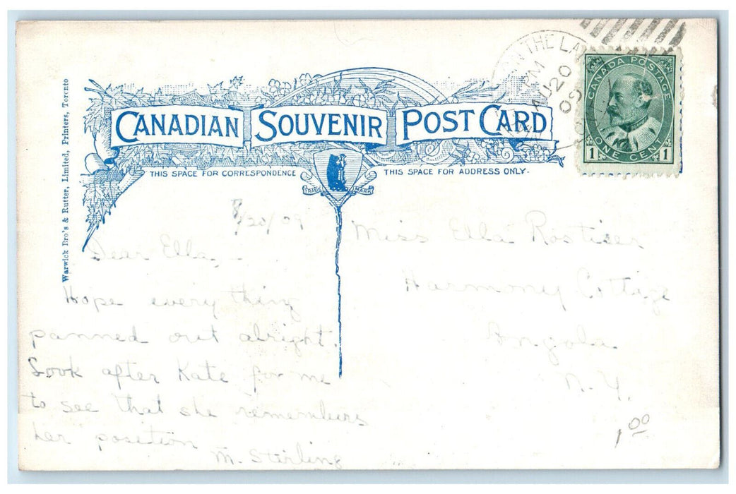 1909 Queen's Royal Steamer Niagara Ontario Canada Antique Posted Postcard