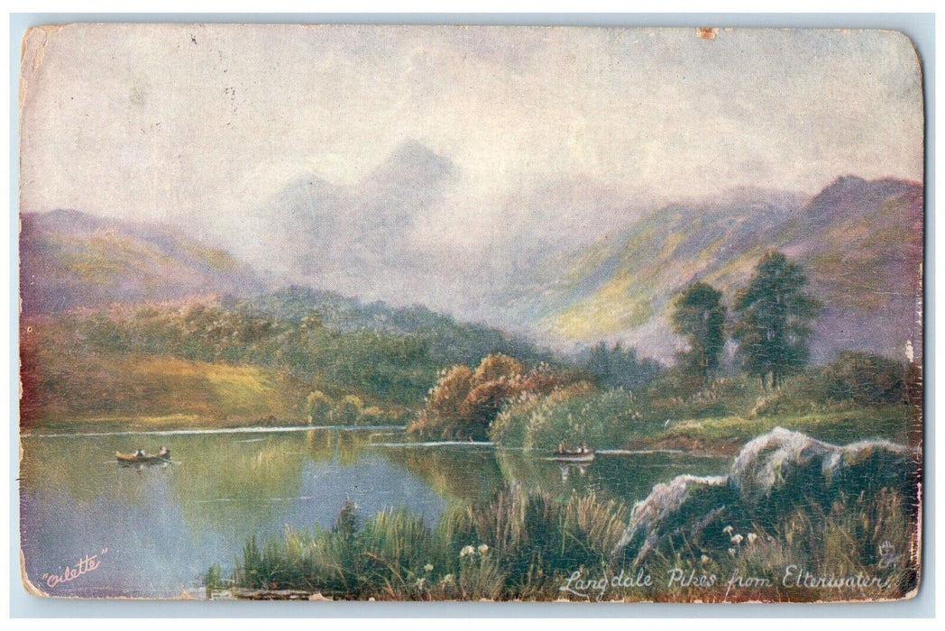 1907 Langdale Pikes from Elterwater Ambleside England Oilette Tuck Art Postcard