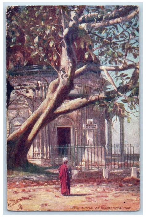 1906 The Temple at Ghat Cawnpore India Oilette Tuck Art Antique Postcard