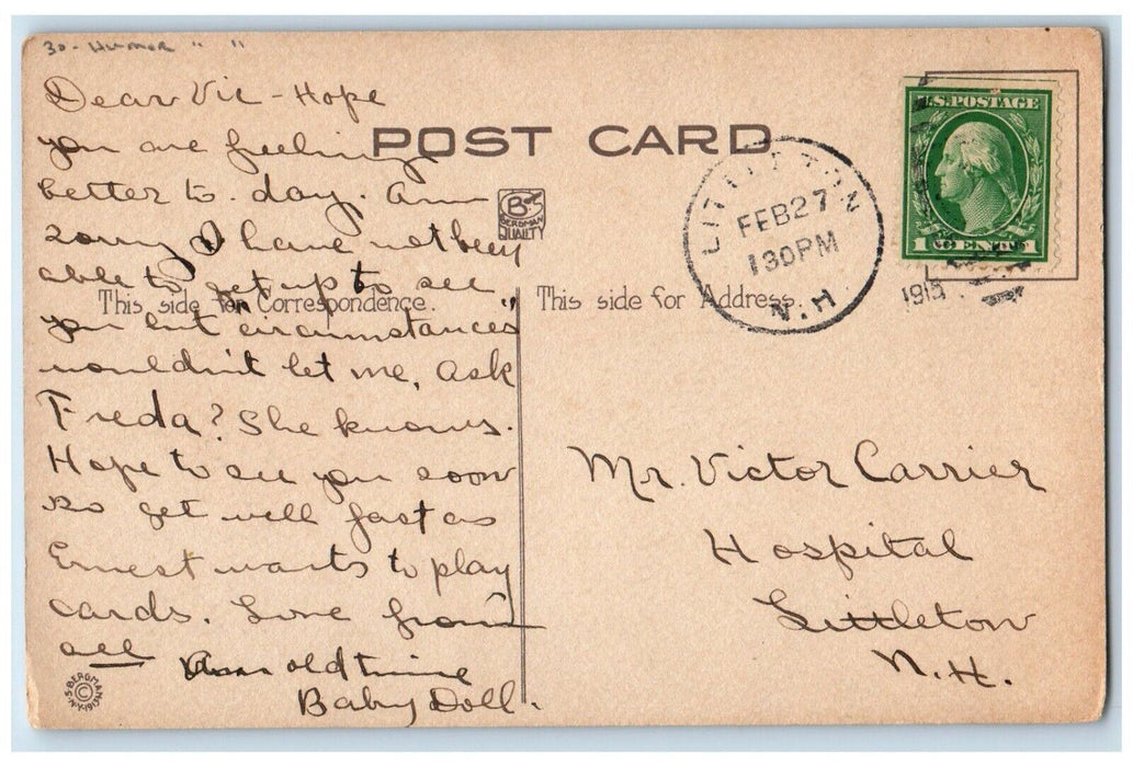1915 Child Rifle September Morn Sunrise Humor Littleton NH Antique Postcard