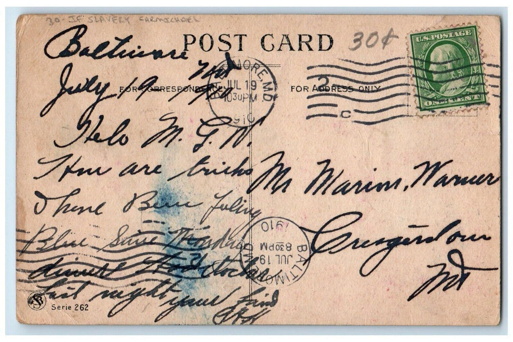 1910 If Slavery Woman Shopping Carmichael Baltimore Maryland MD Antique Postcard