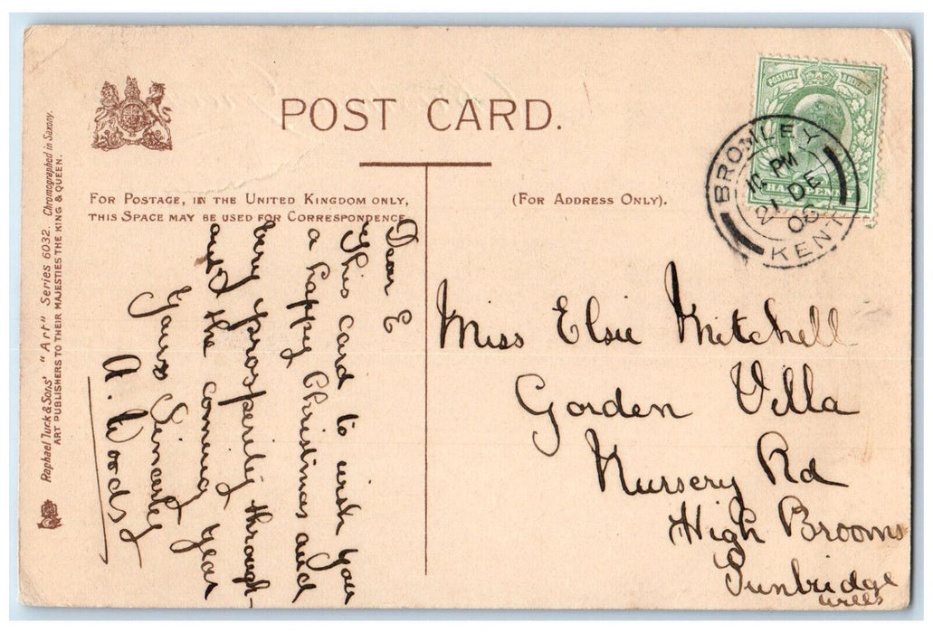 1906 Christmas Greetings The Return to the Farm Tuck Art Antique Postcard