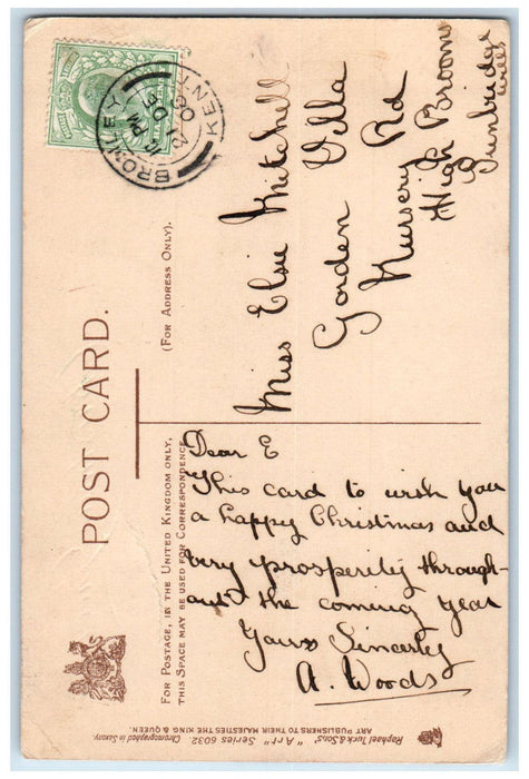 1906 Christmas Greetings The Return to the Farm Tuck Art Antique Postcard