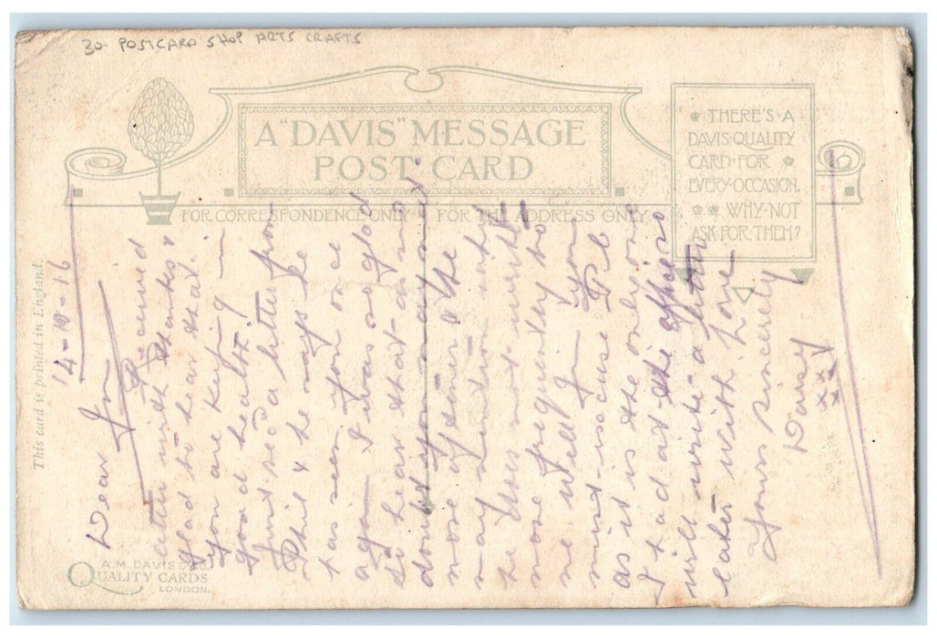 c1910's Welcome Expense Shop House Church Arts Crafts Posted Antique Postcard