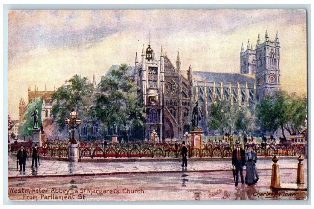 c1910 Westminster Abbey St. Margaret's Church Oilette Tuck Art Postcard