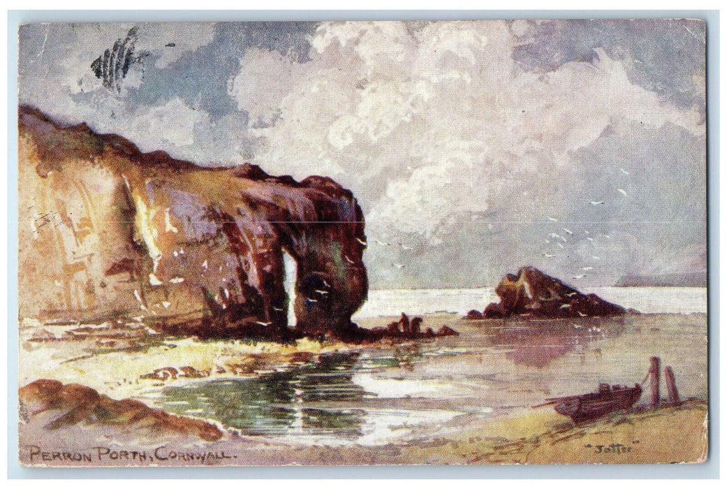 1904 Perron Porth Cornwall England Oilette Tuck Art Antique Posted Postcard