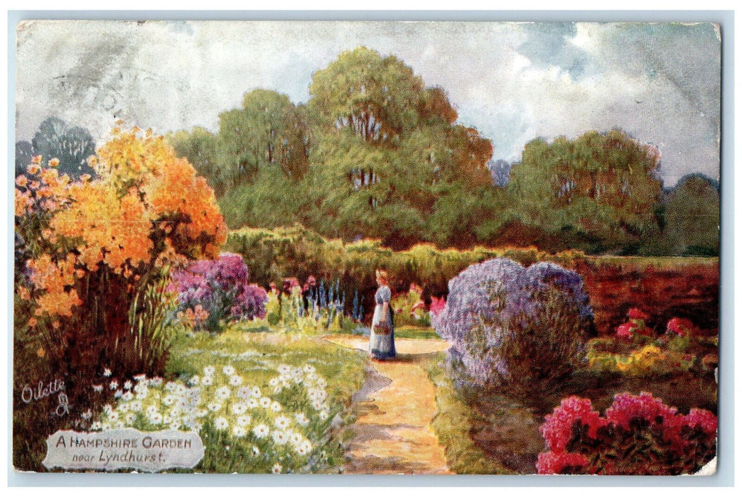 1907 A Hampshire Garden Near Lyndhurst England Oilette Tuck Art Postcard