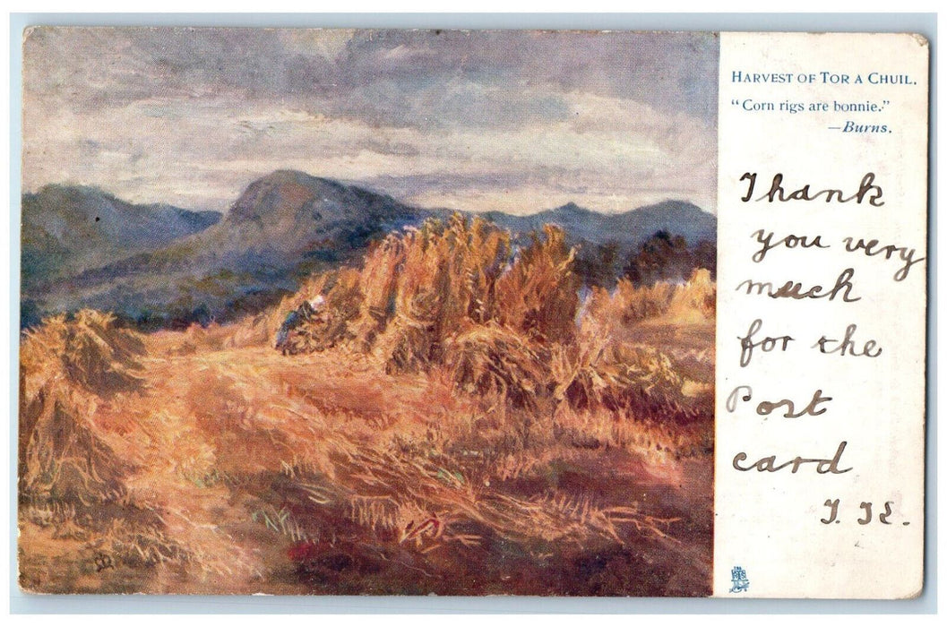 c1910 Harvest of Tor A Chuil Strathpeffer Scotland View Tuck Art Postcard