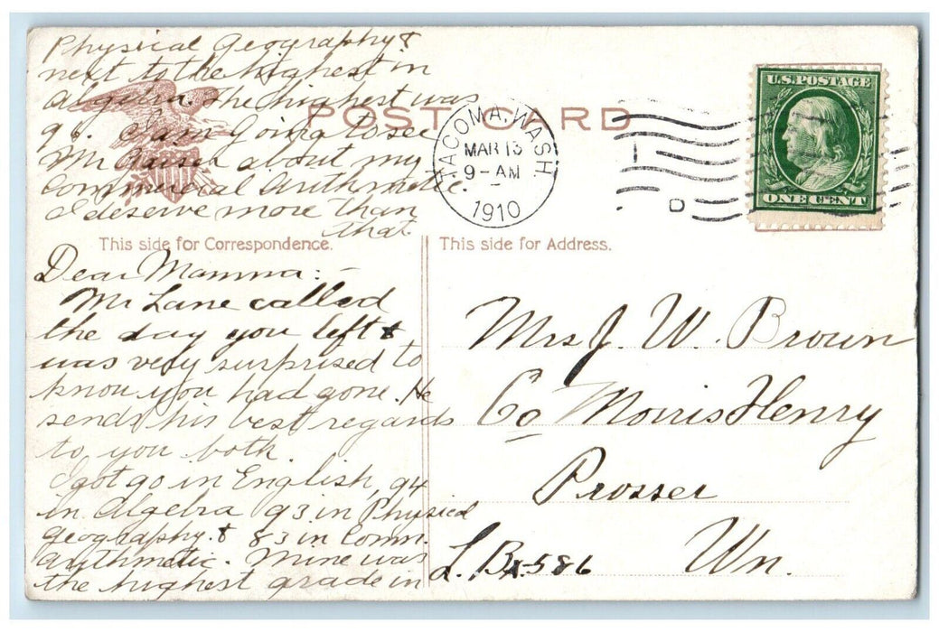 1910 US Battleship Massachusetts Brooklyn Distance Steamer Cruise Moon Postcard
