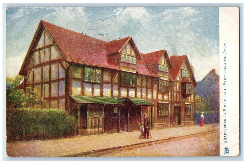 c1910 Stratford-On-Avon Birthplace of Shakespeare's Oilette Tuck Art Postcard