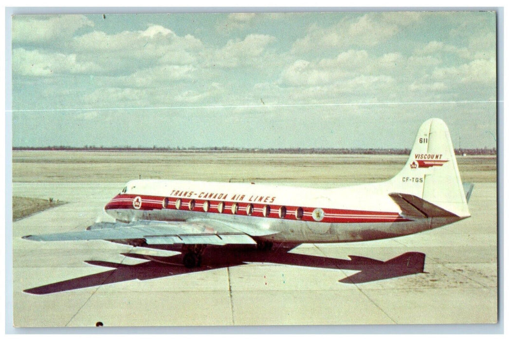 c1960 TCA Viscount Windsor Airport Windsor Airlines Ontario Canada CA Postcard