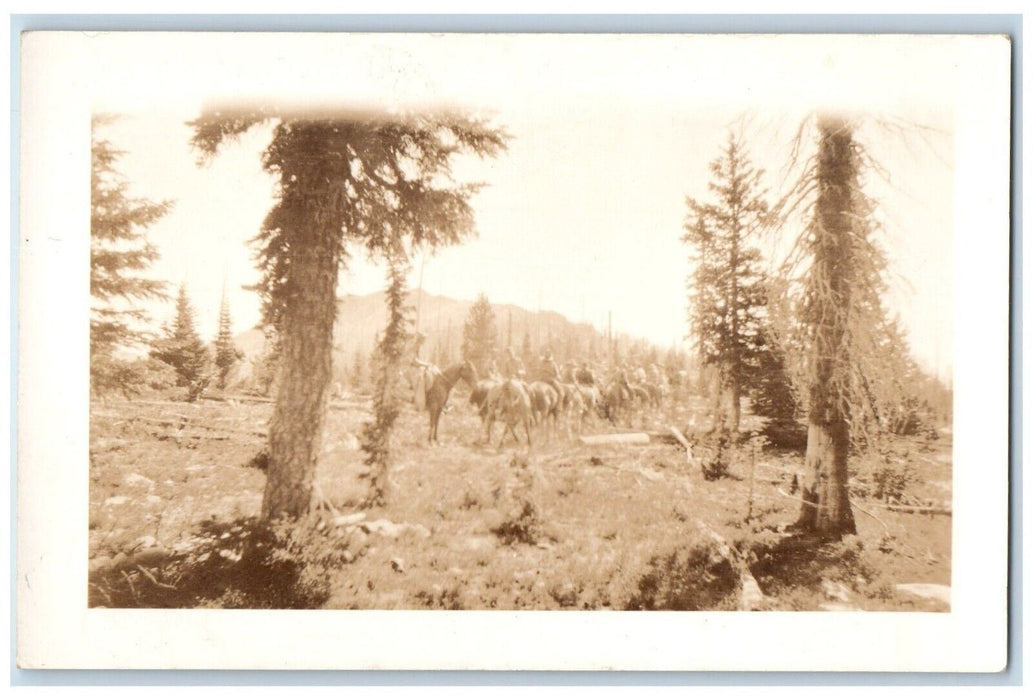 c1930s Candid Horse Cowboys Rocky Mt. Studio Encampment WY RPPC Photo Postcard