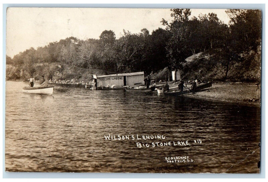 1919 Wilson's Landing Big Stone Lake Slack South Dakota SD RPPC Photo Postcard