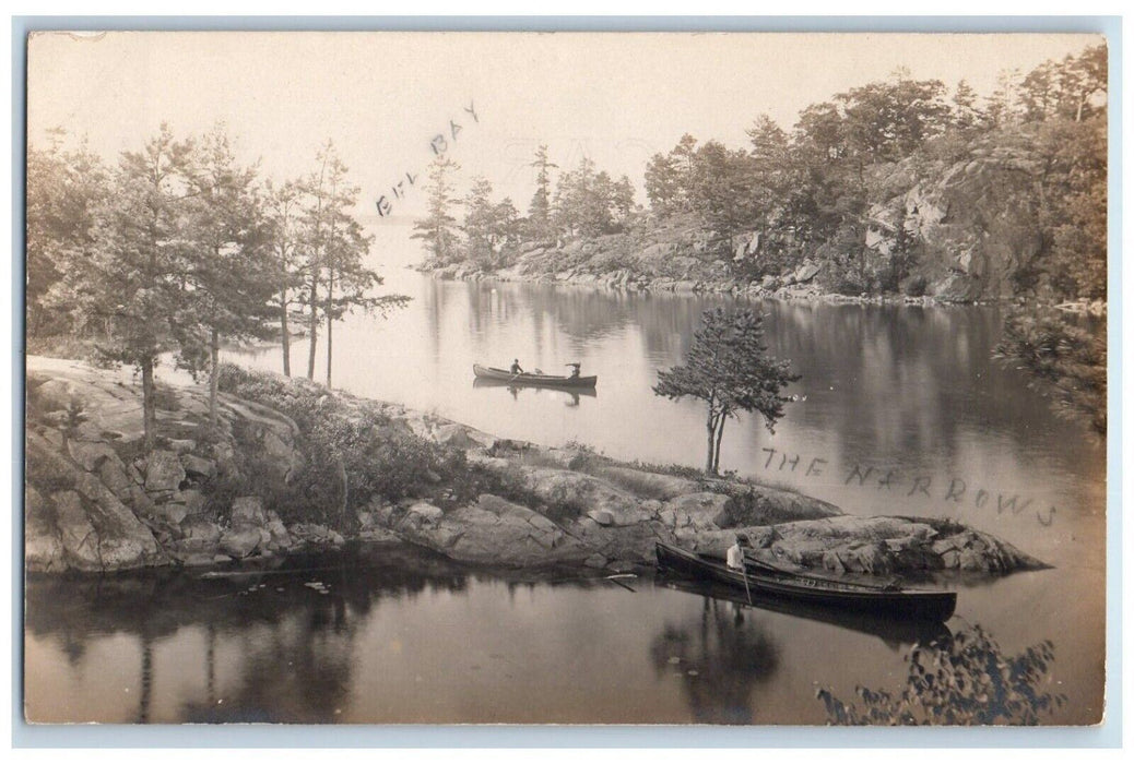 c1910's Eel Bay The Narrows Rowboat Thousand Island NY RPPC Photo Postcard