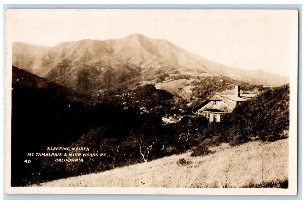 c1920's Sleeping Maiden Resort Mt. Tamalpais Muir Woods CA RPPC Photo Postcard