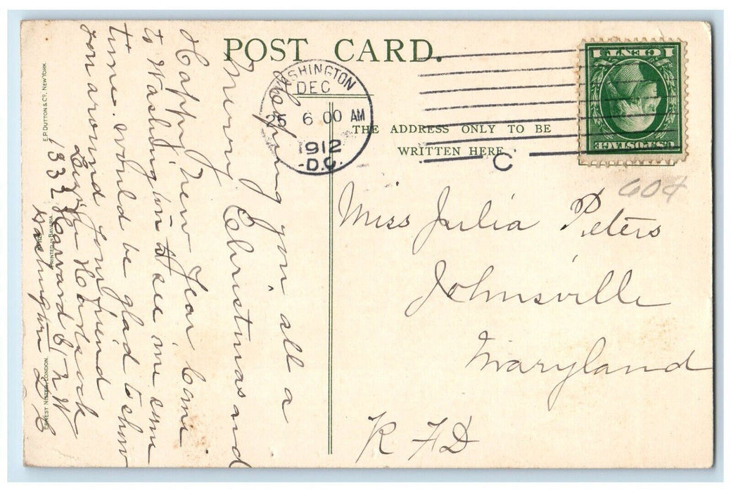 1912 Religious Globe Cresent Moon Christmas Washington DC Antique Postcard