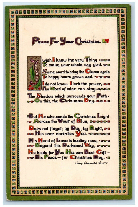 1912 Christmas Poem Cromwell Low Chicago Illinois IL Posted Antique Postcard