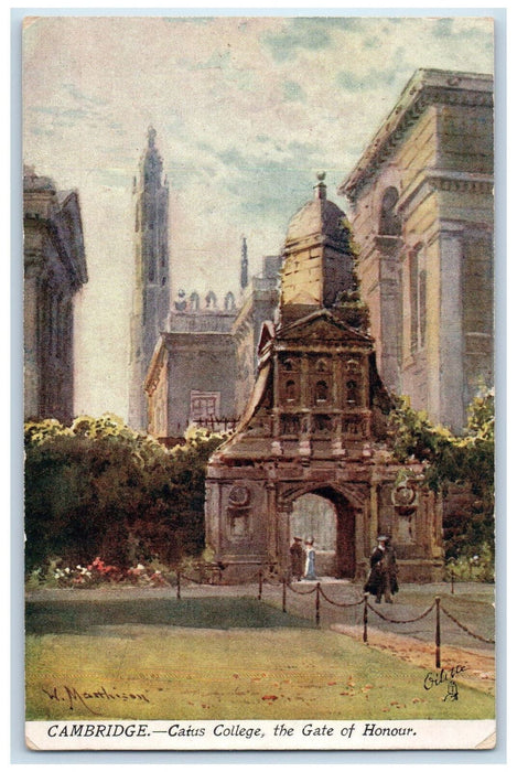 c1910 Catus College The Gate of Honour Cambridge Oilette Tuck Art Postcard