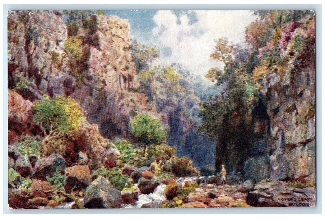 c1910 Lover's Leap Buxton Dovedale Derbyshire England Oilette Tuck Art Postcard