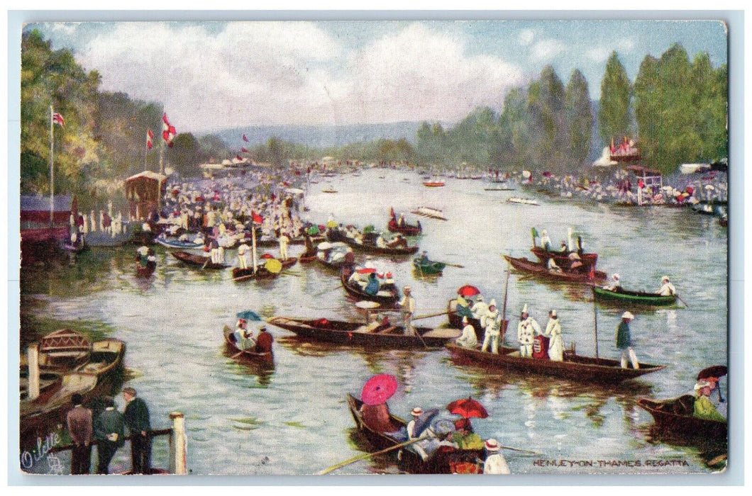 1908 Henley-On-Thames Regatta England Oilette Tuck Art Antique Postcard