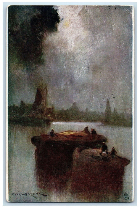 c1910 Off Greenwich Van Heir Painting London England Oilette Tuck Art Postcard