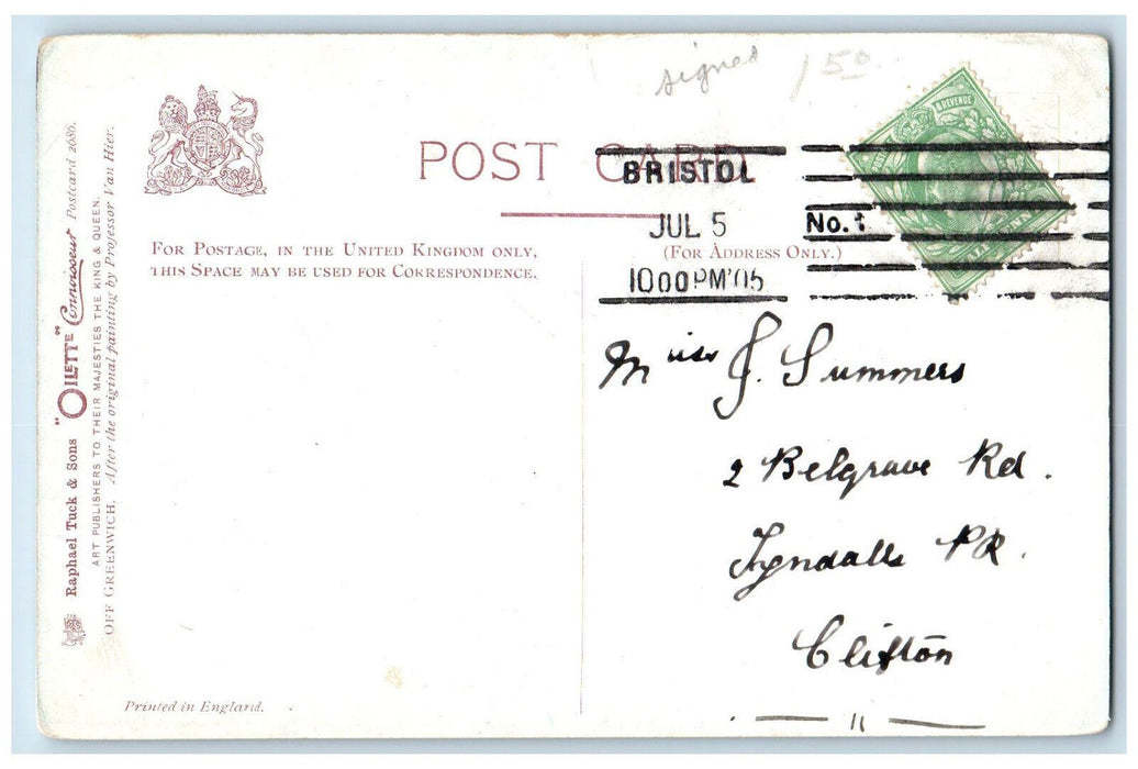 c1910 Off Greenwich Van Heir Painting London England Oilette Tuck Art Postcard