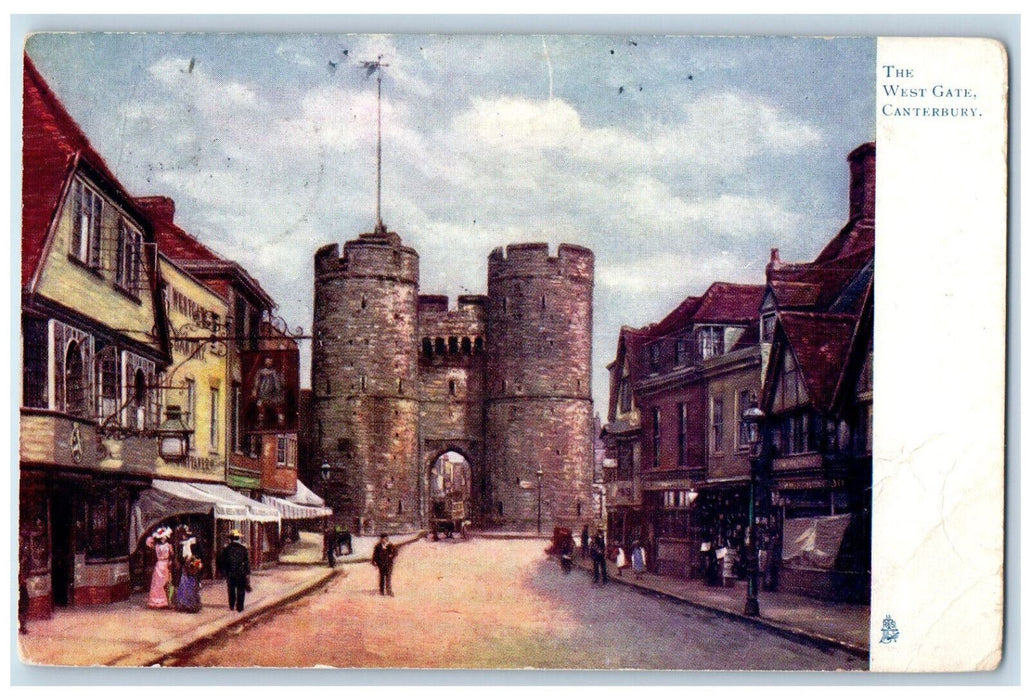 1908 The West Gate Canterbury England Posted Oilette Tuck Art Postcard