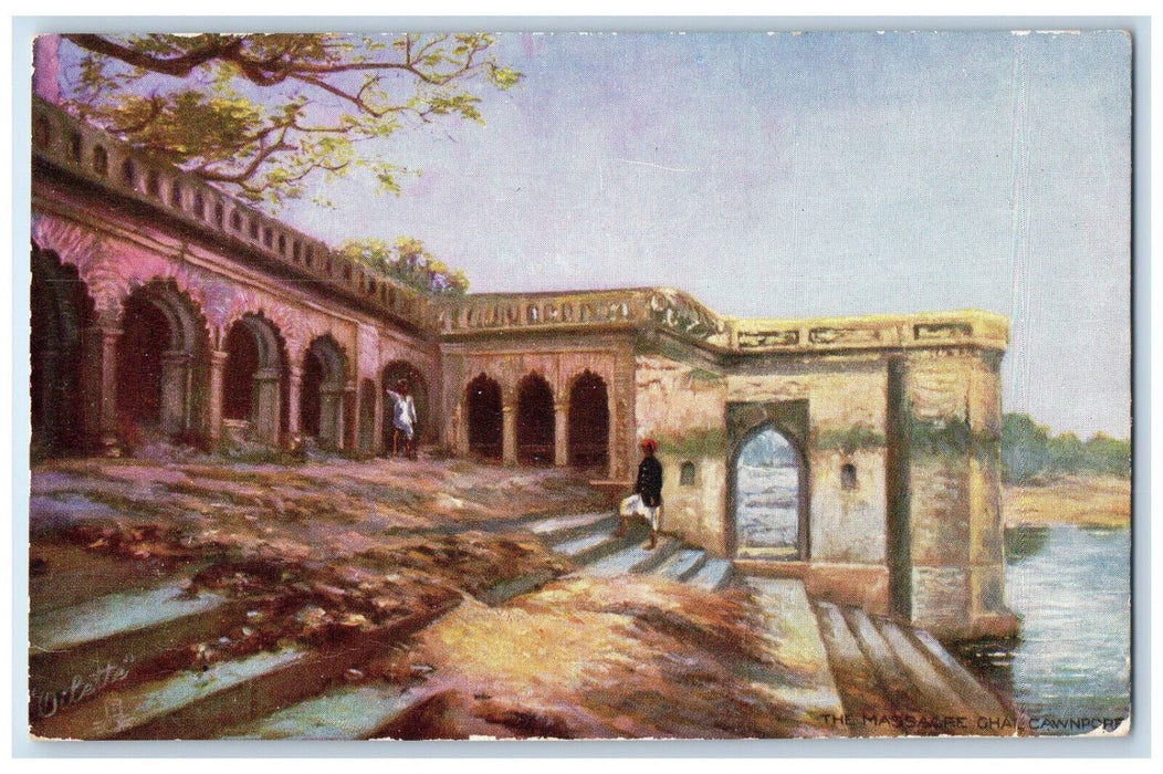 c1910 The Massacre Ghat Cawnpore Uttar Pradesh India Oilette Tuck Art Postcard