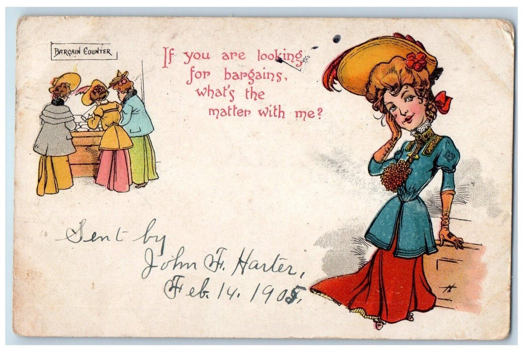 1905 Valentine Womens Bargain Counter Philadelphia Pennsylvania PA Postcard