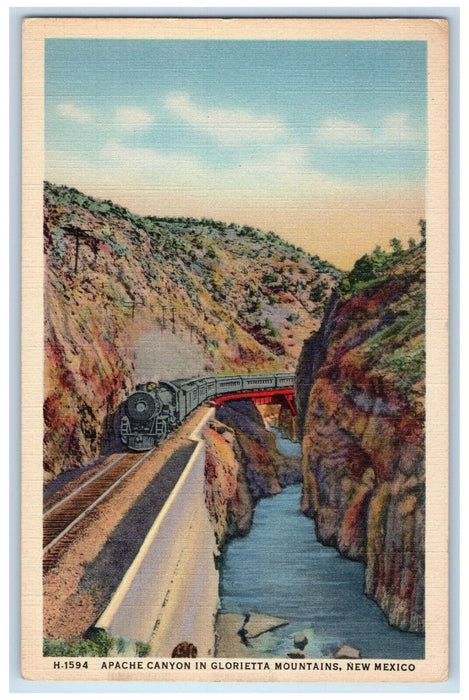 Train Railroad Apache Canyon In Glorietta Mountains New Mexico NM Postcard