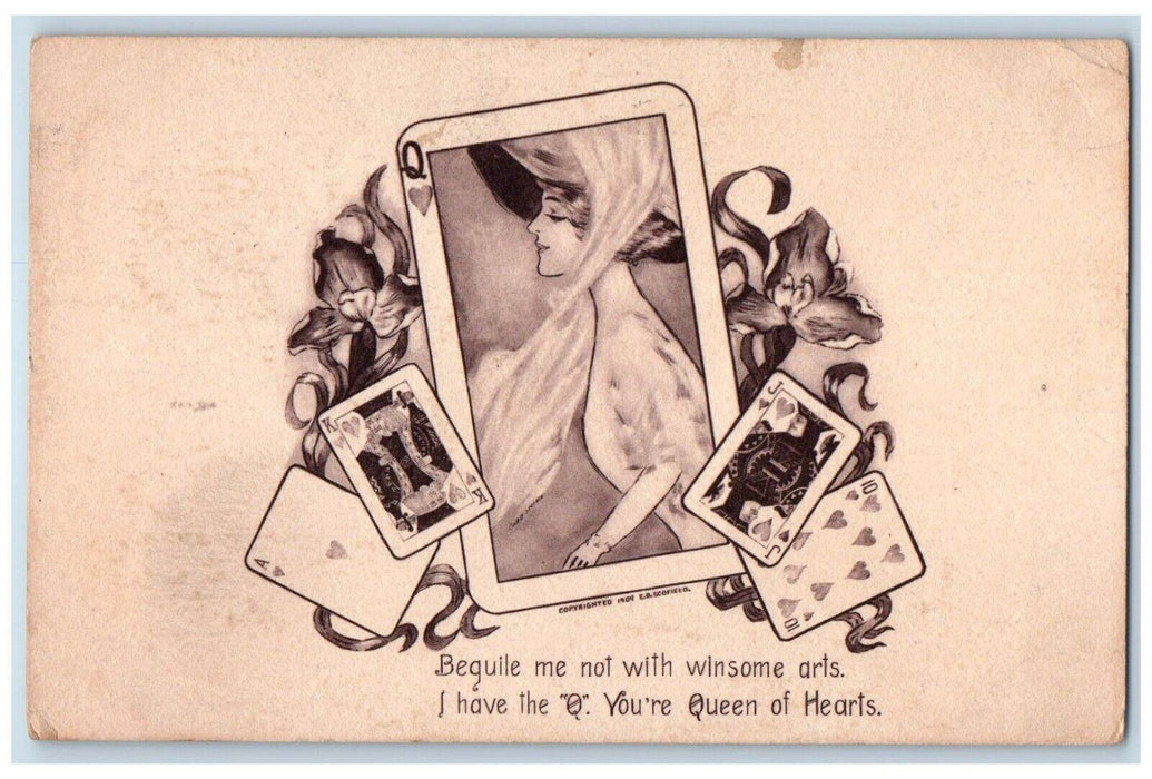1910 Playing Cards Gambling Flowers Vinton Iowa IA Posted Antique Postcard