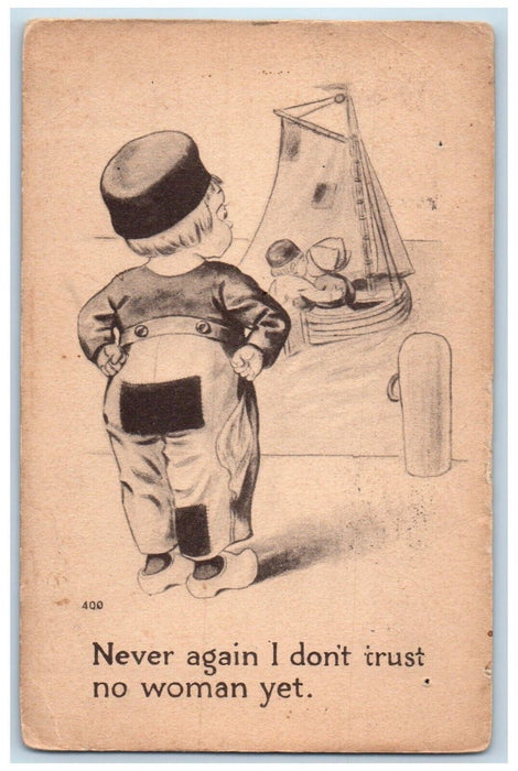 Dutch Angry Wife Caught Husband Cheating Kissing Boat San Francisco CA Postcard
