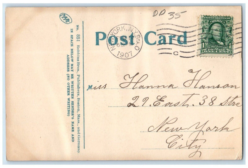 1907 Valentine Heart Children Dog Pansies Flowers Posted Antique Postcard