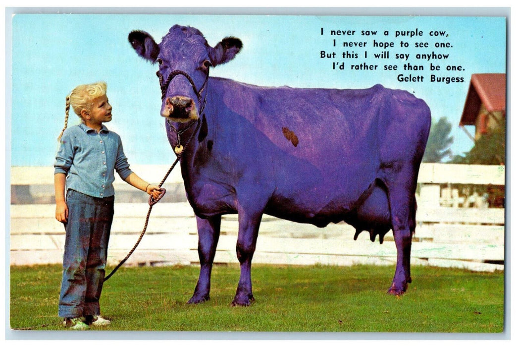 Roger Jessup Farms Glendale California CA, Pretty Girl Cow Humor Scene Postcard