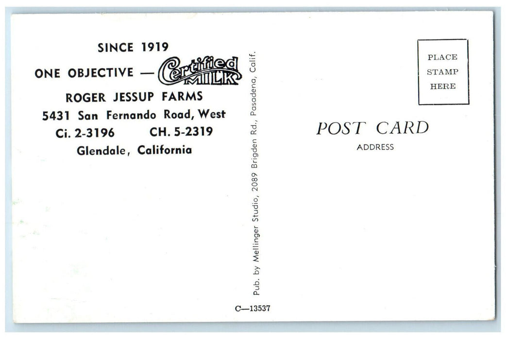 Roger Jessup Farms Glendale California CA, Pretty Girl Cow Humor Scene Postcard