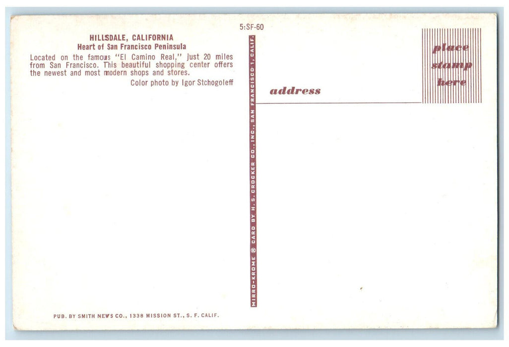 Greetings From Hillsdale California CA Heart Of San Francisco Peninsula Postcard