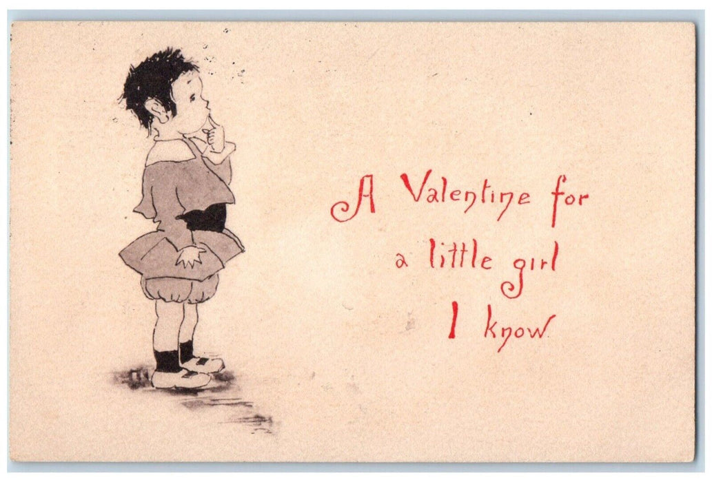 c1905 Valentine Little Girl Thinking Altamont New York NY Antique Postcard