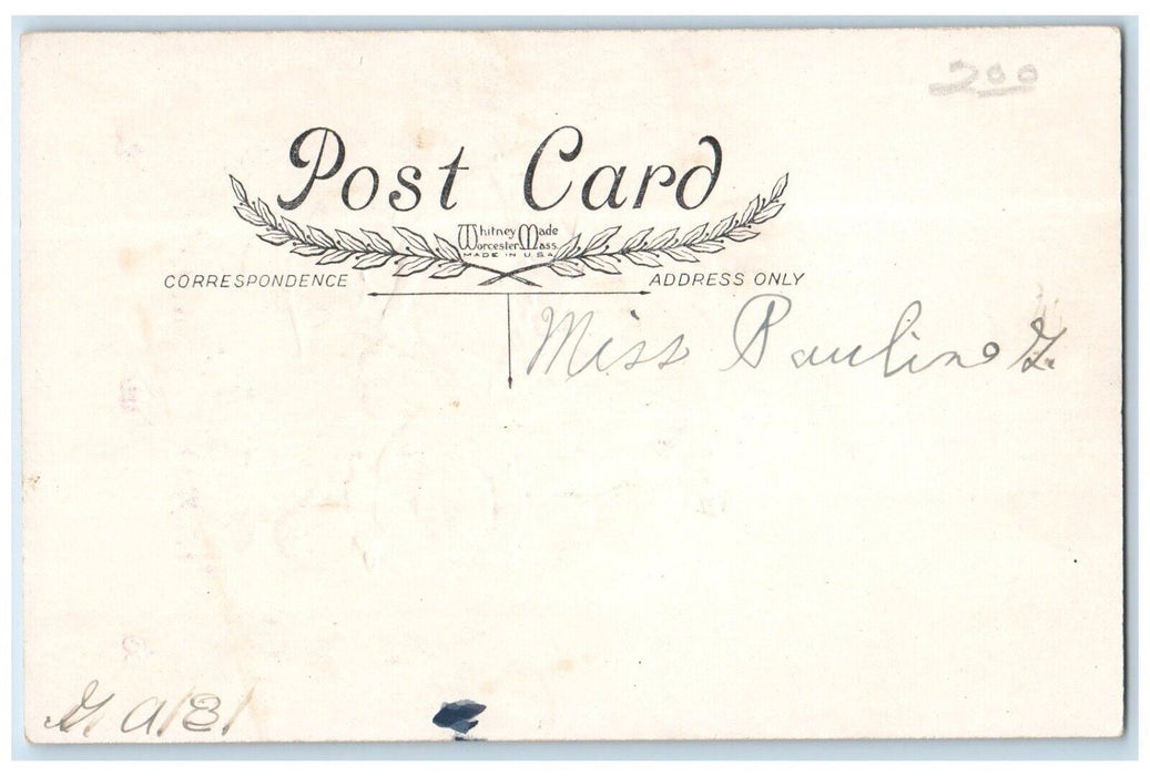 c1910's Valentine Hearts Children Big Hat Flowers Embossed Antique Postcard