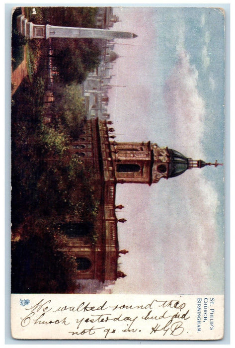 1904 St. Philip's Church Birmingham England Oilette Tuck Art Postcard