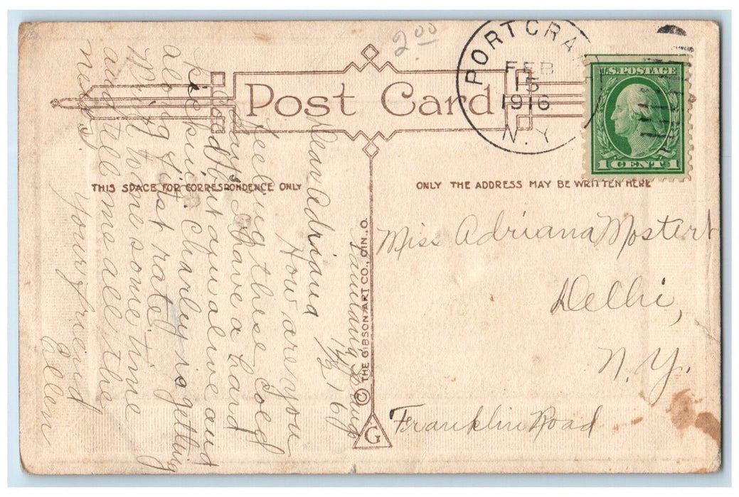 1916 Valentine Greetings Boy Fido Dog Gibson Portgrand New York NY Postcard