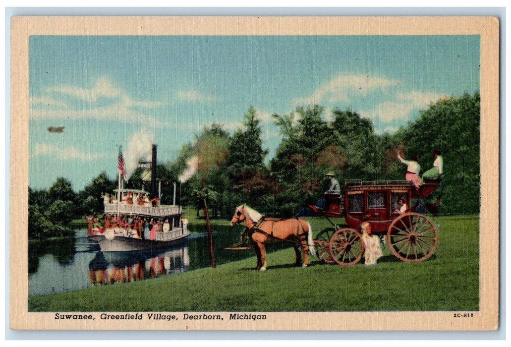 Suwanee Greenfield Village Dearborn Michigan MI Steamer Ship Scene Postcard