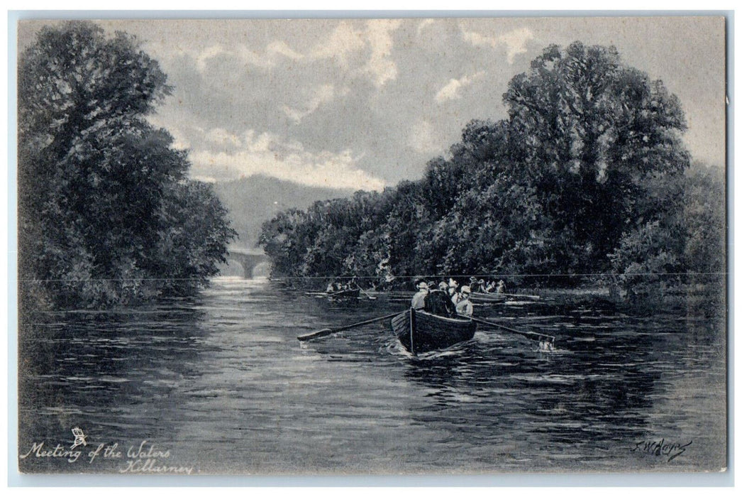 c1910 Boating Meeting of the Waters Killarney Antique Tuck Art Postcard