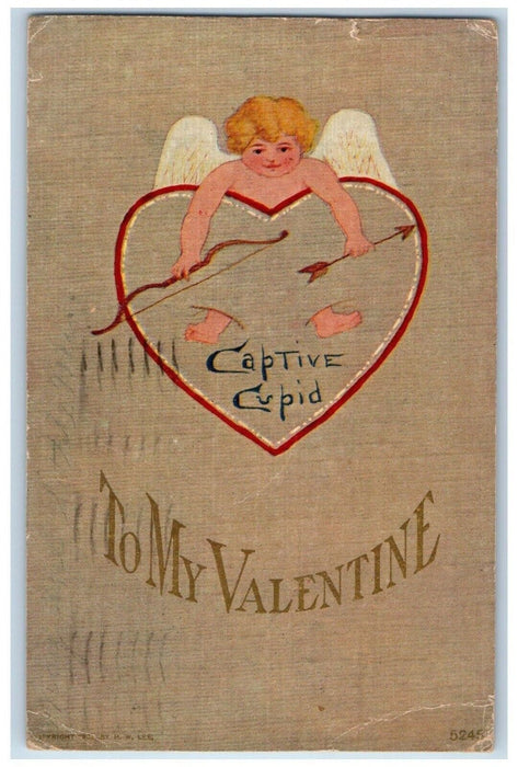 1912 Valentine Cupid Angel Bow And Arrow Heart Elizabeth New Jersey NJ Postcard