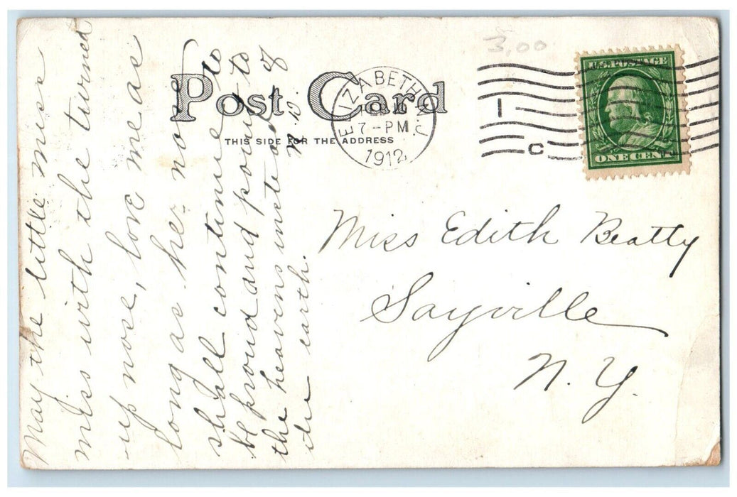 1912 Valentine Cupid Angel Bow And Arrow Heart Elizabeth New Jersey NJ Postcard