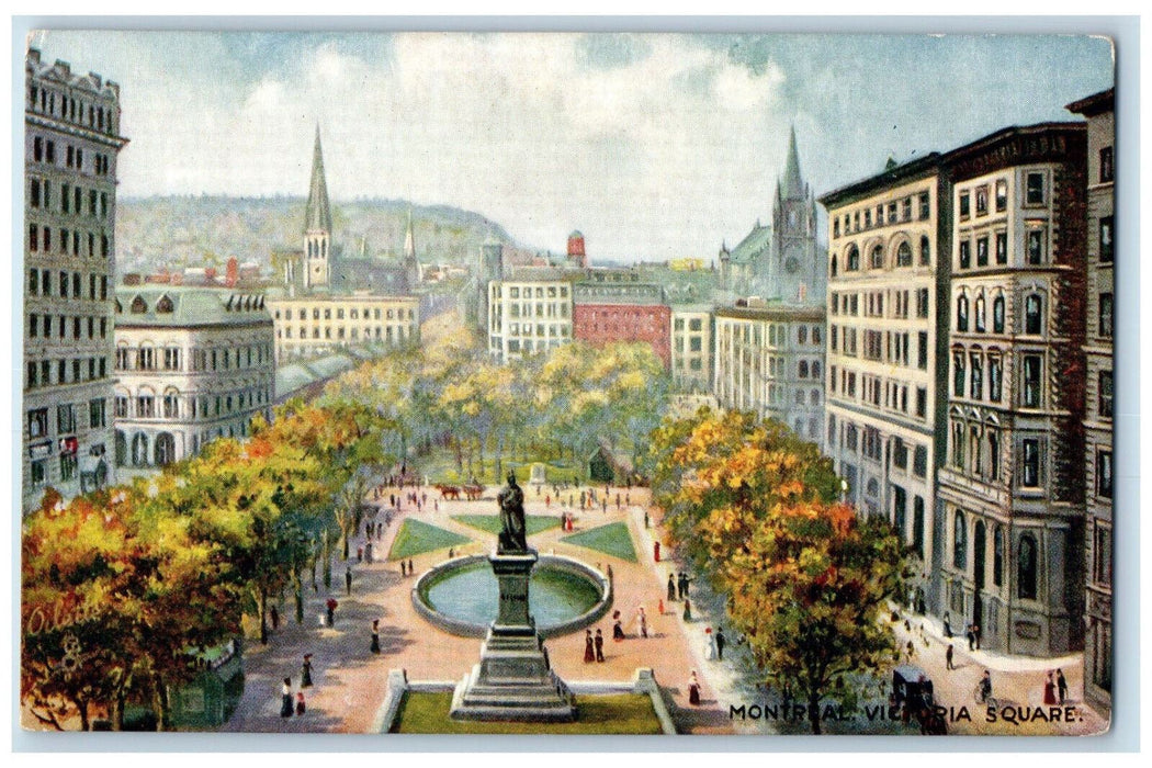 c1910 Montreal Victoria Square Montreal Canada Oilette Tuck Art Postcard