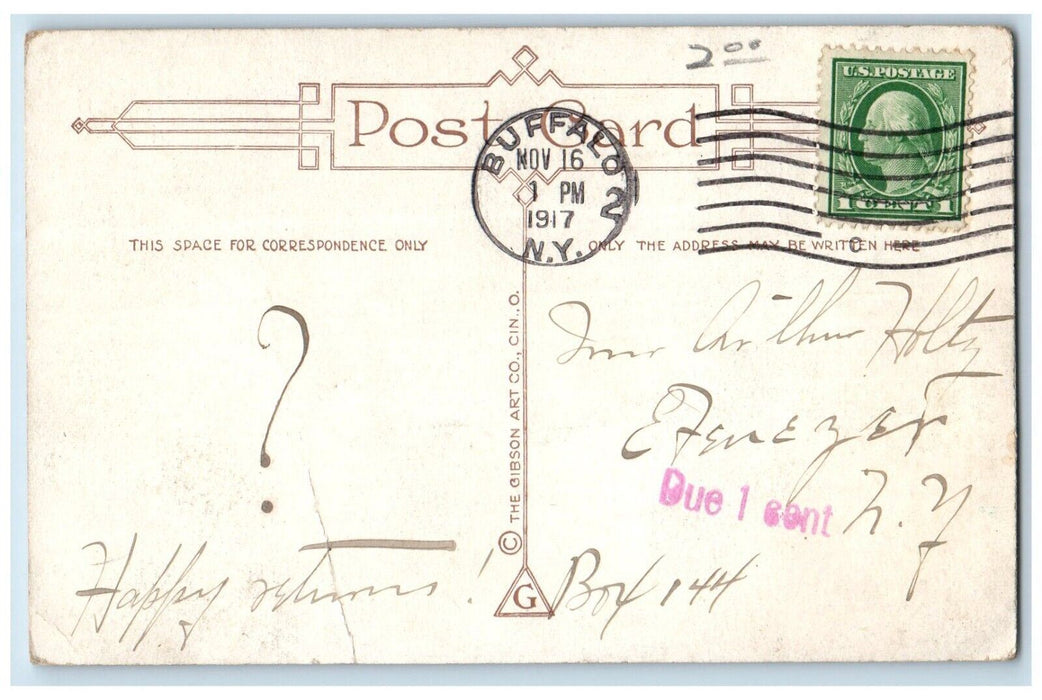 1917 Valentine Heart Cupid Angel Bow And Arrow Gibson Buffalo NY Posted Postcard