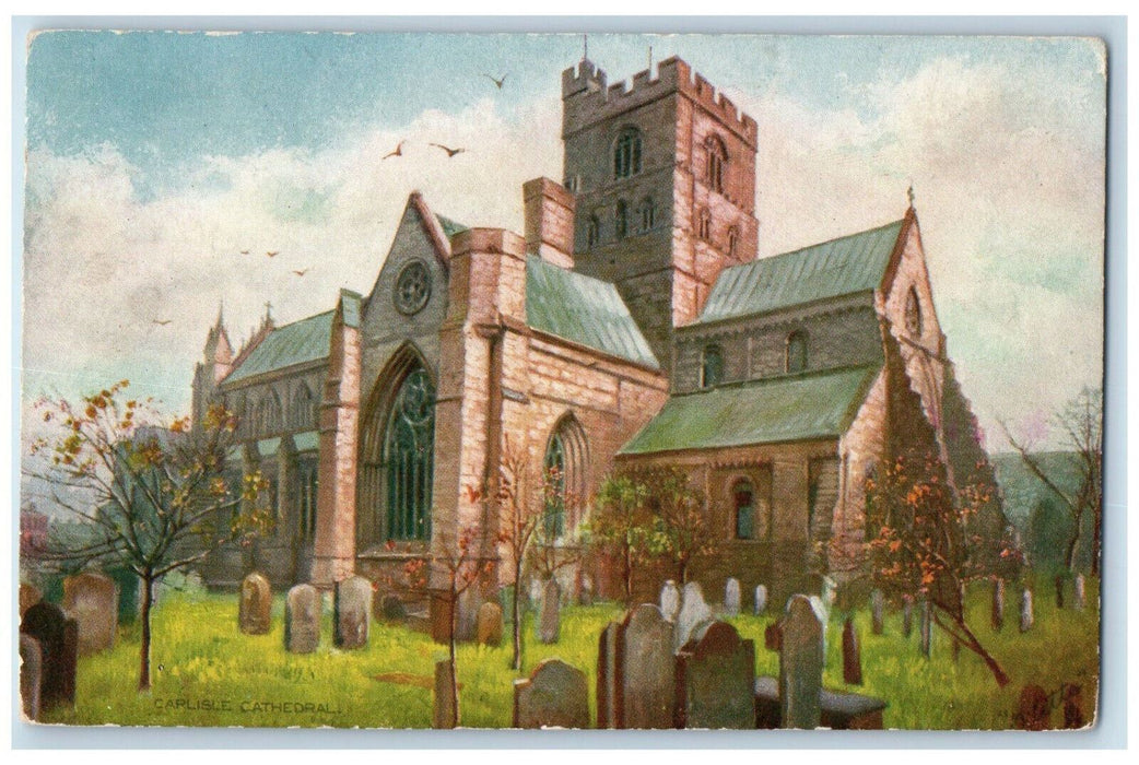 c1910 Carlisle Cathedral Carlisle England Antique Oilette Tuck Art Postcard